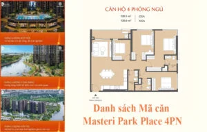 Danh sách Mã căn Masteri Park Place 4PN – Biểu tượng sang trọng tại Tòa B1