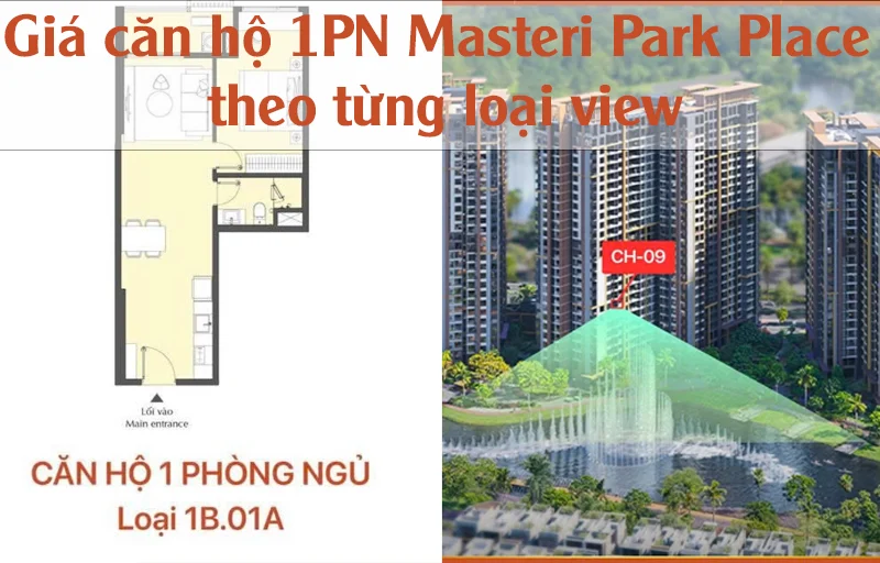 Giá căn hộ 1PN Masteri Park Place theo từng loại view