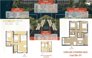 Layout căn 2PN Masteri Park Place – Tối Ưu Không Gian, Nâng Tầm Trải Nghiệm Sống