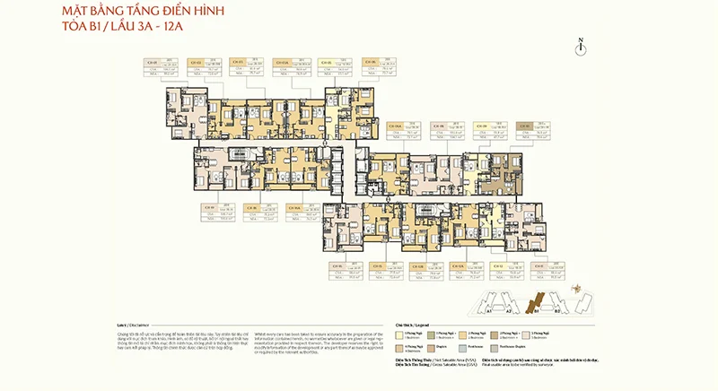 Mặt bằng Masteri CT5 tòa B1 - 3A -12A