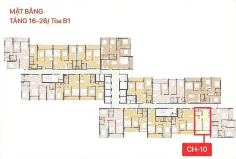 Mặt bằng Masteri Park Place tòa B1 tầng 16 - 26