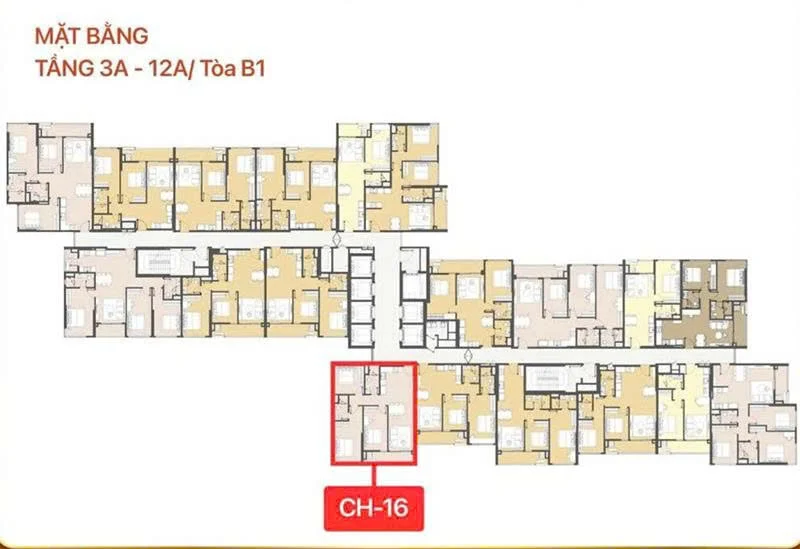 Mặt bằng Masteri Park Place tòa B1 tầng 3A - 12 A