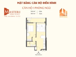 Mặt bằng Căn hộ Masteri Park Place CT5 1 Phòng Ngủ