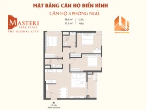 Mặt bằng Căn hộ Masteri Park Place CT5 3 Phòng Ngủ