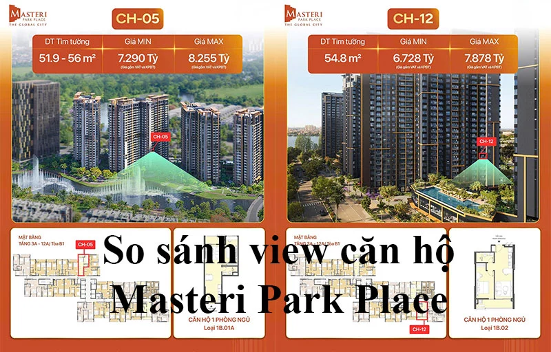So sánh view căn hộ Masteri Park Place – Lựa chọn nào đáng giá nhất cho nhà đầu tư?