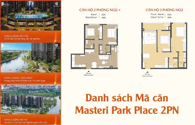 Danh sách Mã căn Masteri Park Place 2PN – Bảng tổng hợp chi tiết và tiềm năng đầu tư nổi bật