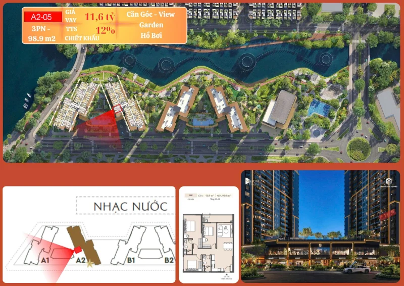 Chi Tiết Thiết Kế Căn Hộ 3PN Masteri Park Place Tòa A - Mã A02-05