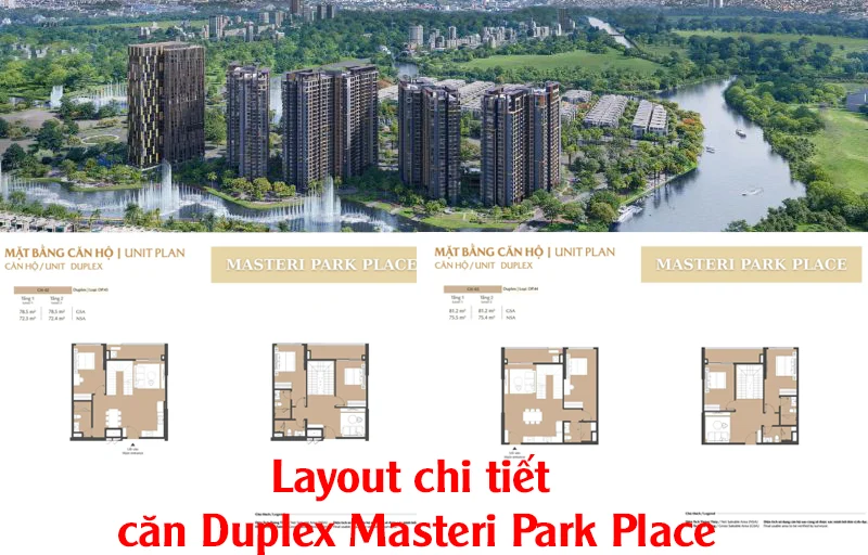 Layout chi tiết căn Duplex Masteri Park Place – Kiệt tác không gian hai tầng
